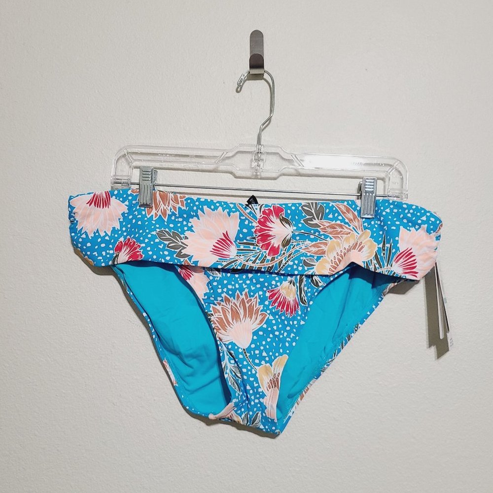 Jantzen Coral Reef Fold Over Hipster Bikini Swim Bottom Size 16 Blue
